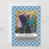Blue Classy Diamond Holiday Photo Flat Kaart (Voorkant)