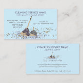 Blue Classy Dirty Janitorial Schoonmaak Service Visitekaartje (Voorkant / Achterkant)