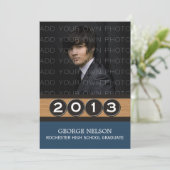 Blue Classy Keys Afstuderen Invitation Kaart (Staand voorkant)