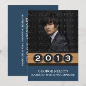 Blue Classy Keys Afstuderen Invitation Kaart (Voorkant / Achterkant)