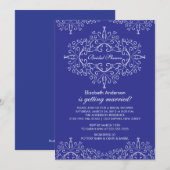 Blue Classy Lijst Bridal Shower-uitnodiging Kaart (Voorkant / Achterkant)