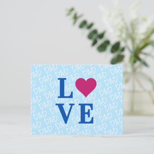 Blue Classy LOVE DAD Briefkaart (Staand voorkant)