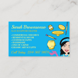 Blue Clay Ceramic Pottery Lady Boss Crafter Visitekaartje