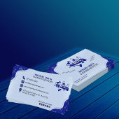 Blue Cleaning Services Professioneel Monogram Logo Visitekaartje