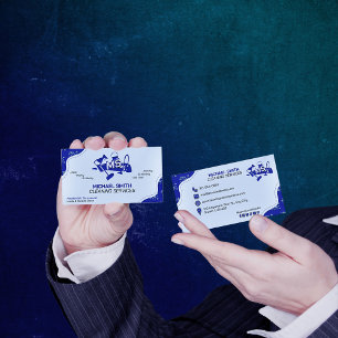 Blue Cleaning Services Professioneel Monogram Logo Visitekaartje