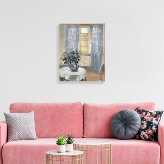 Blue Clematis in de Studio van de kunstenaar, Anna Canvas Afdruk (Insitu (Woonkamer))