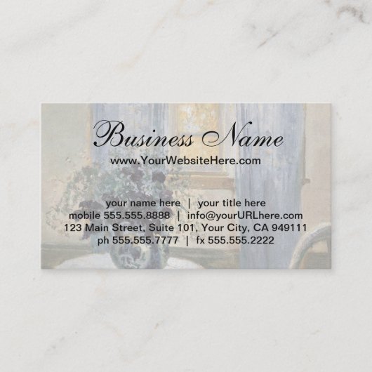 Blue Clematis in de Studio van de kunstenaar, Anna Visitekaartje (Voorkant)