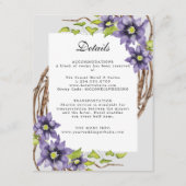 blue Clematis lantaarns receptie bruiloft Informatiekaartje (Voorkant)