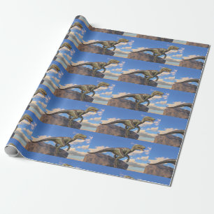 Blue Clever Girl Velociraptor dinosaur Cadeaupapier