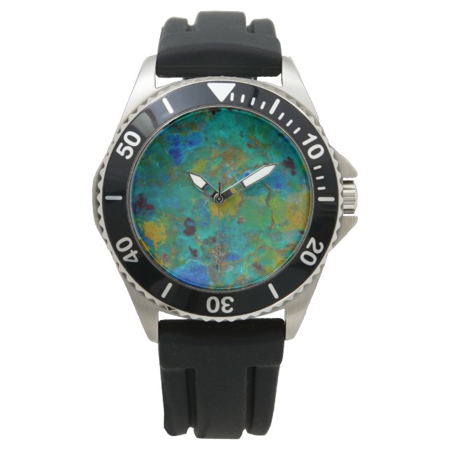 Blue Cliff Chrysocolla Horloge (Voorkant)