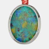 Blue Cliff Chrysocolla Metalen Ornament (Links)