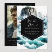Blue Cliff nautische bruiloft Save The Date (Voorkant / Achterkant)