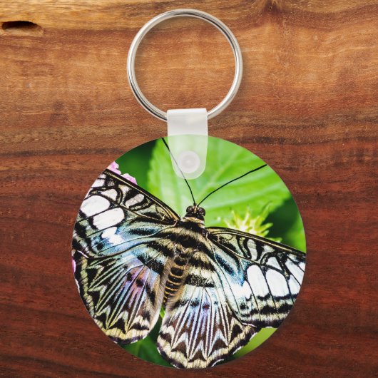 Blue Clipper Butterfly Button Sleutelhanger (Voorkant)