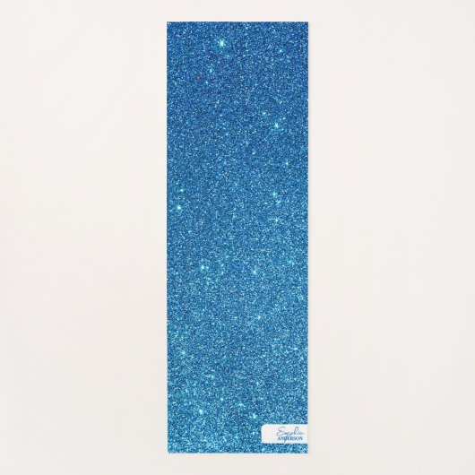 Blue Close-up Glitter met Jouw naam Yoga Mat (Voorkant)