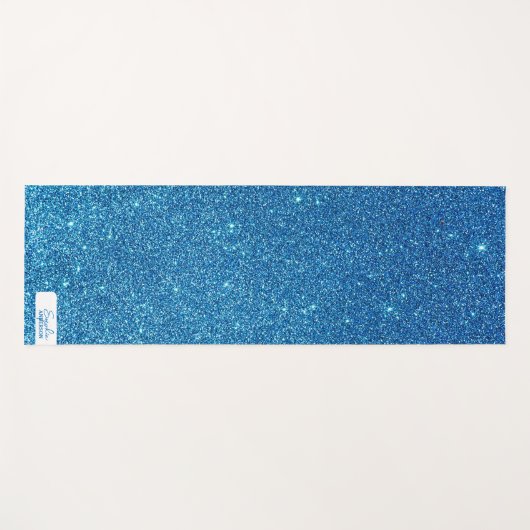 Blue Close-up Glitter met Jouw naam Yoga Mat (Voorkant (horizontaal))