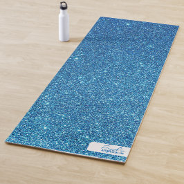 Blue Close-up Glitter met Jouw naam Yoga Mat