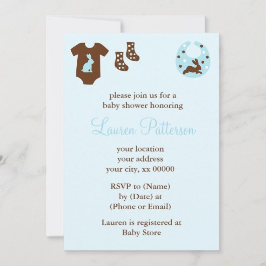 Blue Clothes Boy Baby shower Kaart (Voorkant)