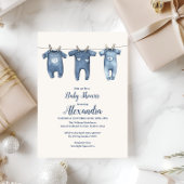 Blue Clothesline Baby shower Kaart