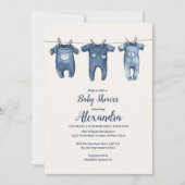 Blue Clothesline Baby shower Kaart (Voorkant)