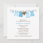 Blue Clothesline Boy Baby shower Kaart (Voorkant)