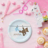 Blue Clothesline Boy Baby shower Papieren Bordje (Feest)