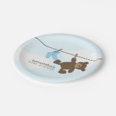 Blue Clothesline Boy Baby shower Papieren Bordje (Gekanteld)