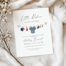 Blue Clothesline Little Rookie Football Baby Kaart