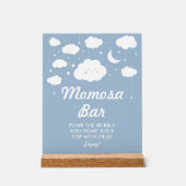Blue Cloud 9 Baby shower Momosa Bar Acryl Bord (Voorkant)