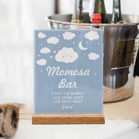 Blue Cloud 9 Baby shower Momosa Bar Acryl Bord