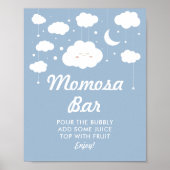 Blue Cloud 9 Baby shower Momosa Poster (Voorkant)