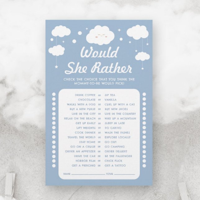 Blue Cloud 9 Baby shower spel zou ze liever (Creator heeft geüpload)