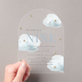 Blue Cloud 9 Gold Stars Waterverf Vrijgezellenfees Acryl Uitnodigingen (Insitu (Draagbaar))