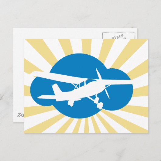 Blue Cloud & Aviation Plane Briefkaart (Voorkant / Achterkant)