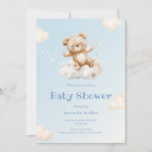 Blue Cloud Baby Beer Baby shower Invitation Kaart (Voorkant)