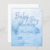 Blue Cloud Baby Boy Baby shower Uitnodiging (Voorkant / Achterkant)