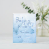 Blue Cloud Baby Boy Baby shower Uitnodiging (Staand voorkant)