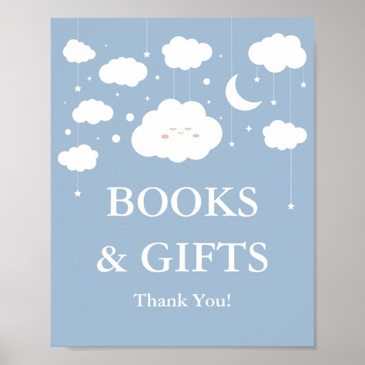 Blue Cloud Baby shower Boeken en geschenken Poster (Voorkant)