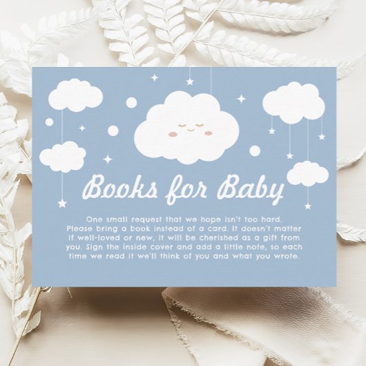 Blue Cloud Baby shower Book Request Informatiekaartje