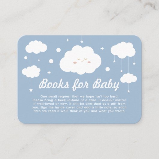 Blue Cloud Baby shower Book Request Informatiekaartje (Voorkant)