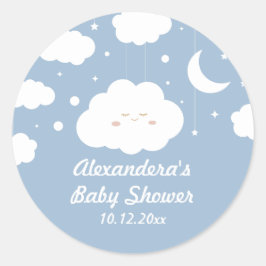 Blue Cloud Baby shower Favoriet Ronde Sticker