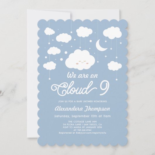 Blue Cloud-Baby shower Kaart (Voorkant)