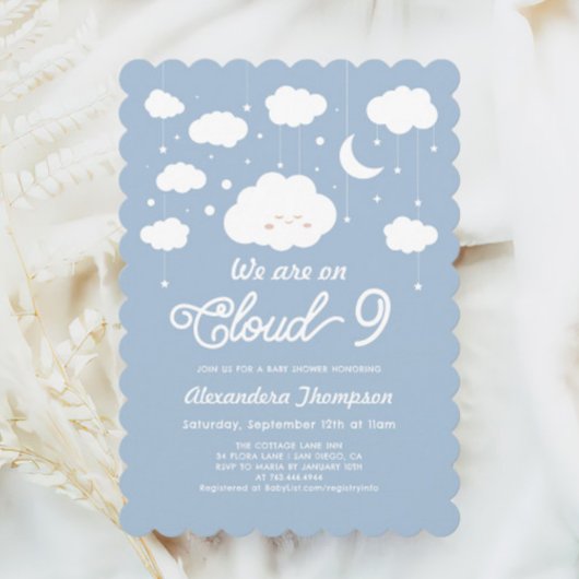 Blue Cloud-Baby shower Kaart
