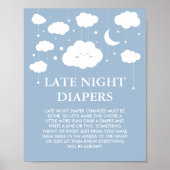 Blue Cloud Baby shower Late Night Luiers Game Poster (Voorkant)