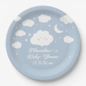 Blue Cloud-Baby shower Papieren Bordje (Voorkant)