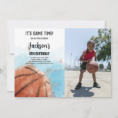 Blue Cloud Basketball Verjaardag Uitnodiging (Voorkant)