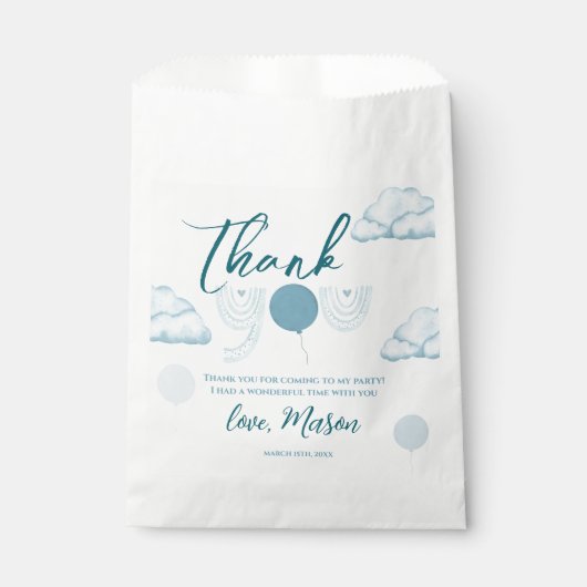 Blue Cloud Boho Mr Onederful Thank You Party Bedankzakje (Voorkant)