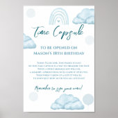 Blue Cloud Boho Tijdcapsule Eerste Verjaardag Poster (Voorkant)