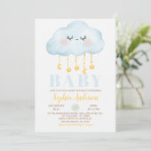 Blue Cloud Boy-Baby shower Kaart (Staand voorkant)
