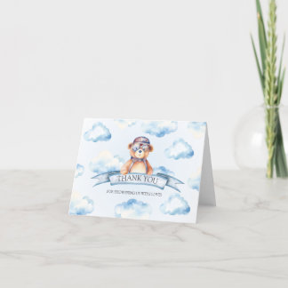 Blue Cloud Boy Beer Baby shower Bedankkaart