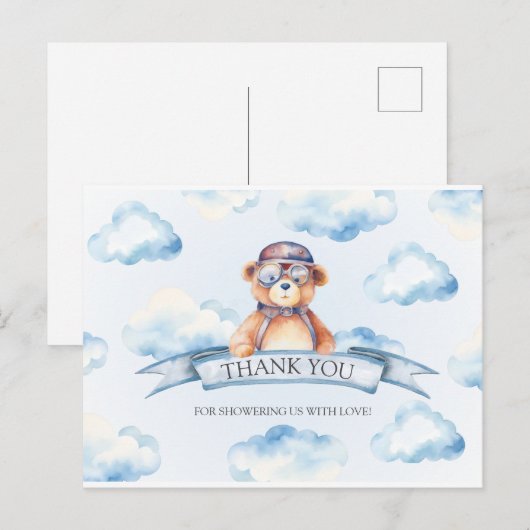Blue Cloud Boy Beer Baby shower Briefkaart (Voorkant / Achterkant)